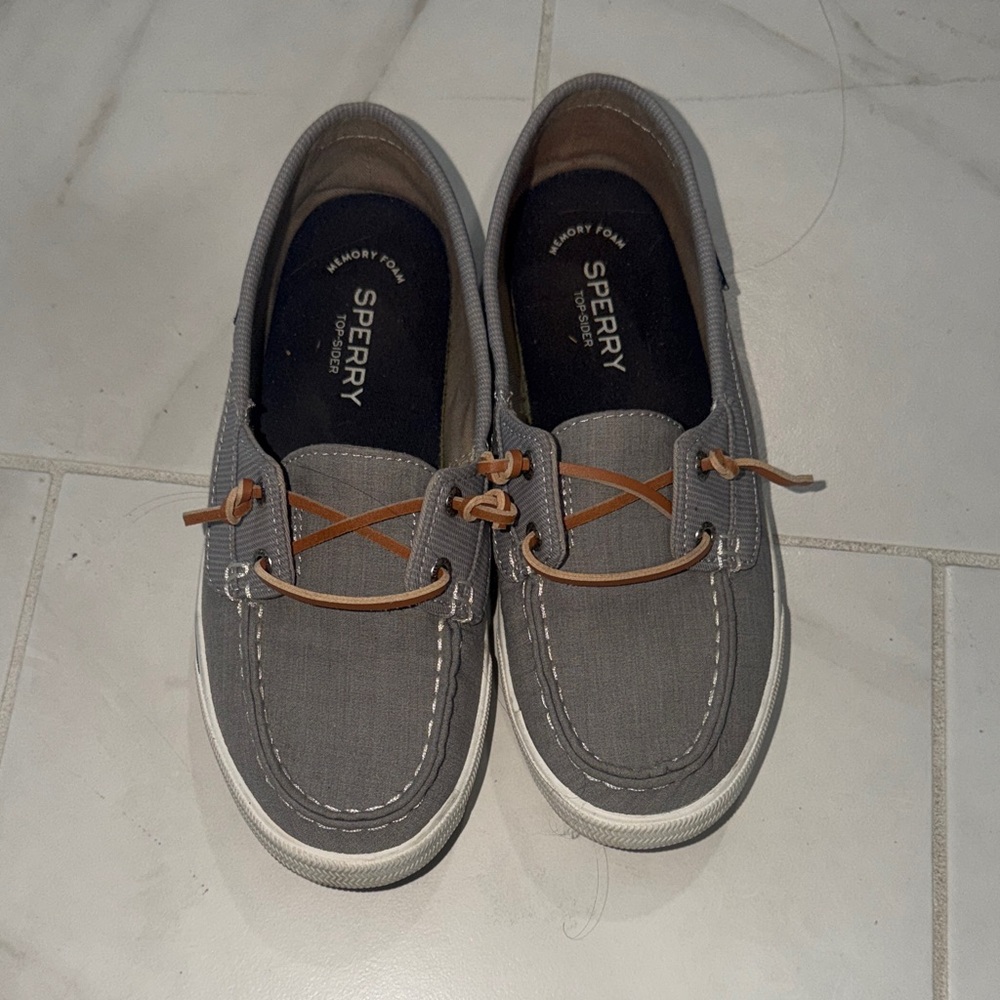 Sperry Gray Canvas Boat Shoes